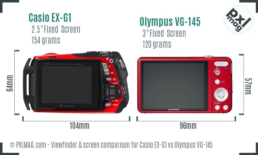 Casio EX-G1 vs Olympus VG-145 Screen and Viewfinder comparison