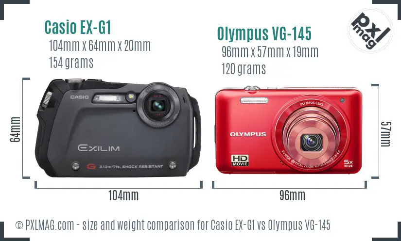 Casio EX-G1 vs Olympus VG-145 size comparison
