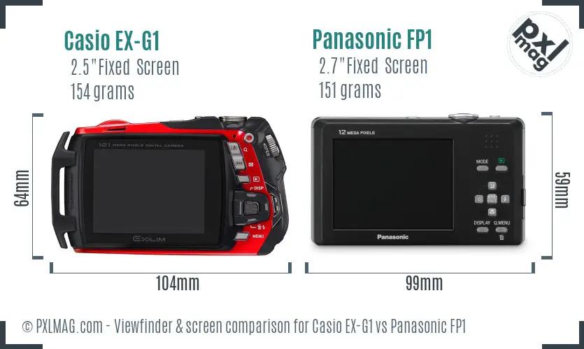 Casio EX-G1 vs Panasonic FP1 Screen and Viewfinder comparison