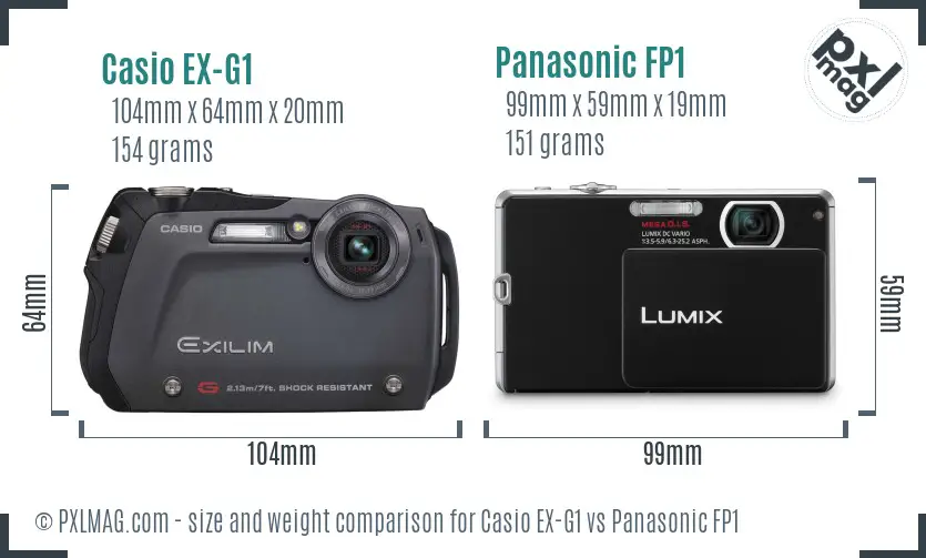 Casio EX-G1 vs Panasonic FP1 size comparison