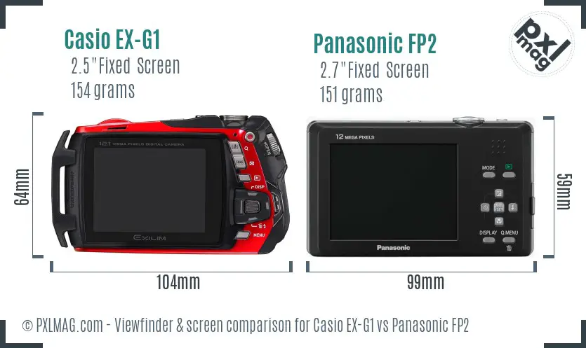 Casio EX-G1 vs Panasonic FP2 Screen and Viewfinder comparison