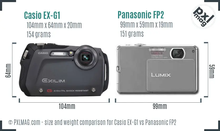 Casio EX-G1 vs Panasonic FP2 size comparison