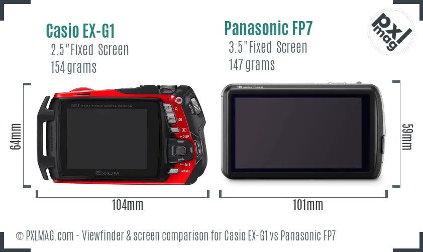 Casio EX-G1 vs Panasonic FP7 Screen and Viewfinder comparison