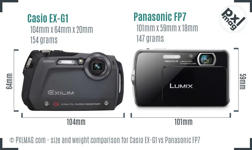 Casio EX-G1 vs Panasonic FP7 size comparison