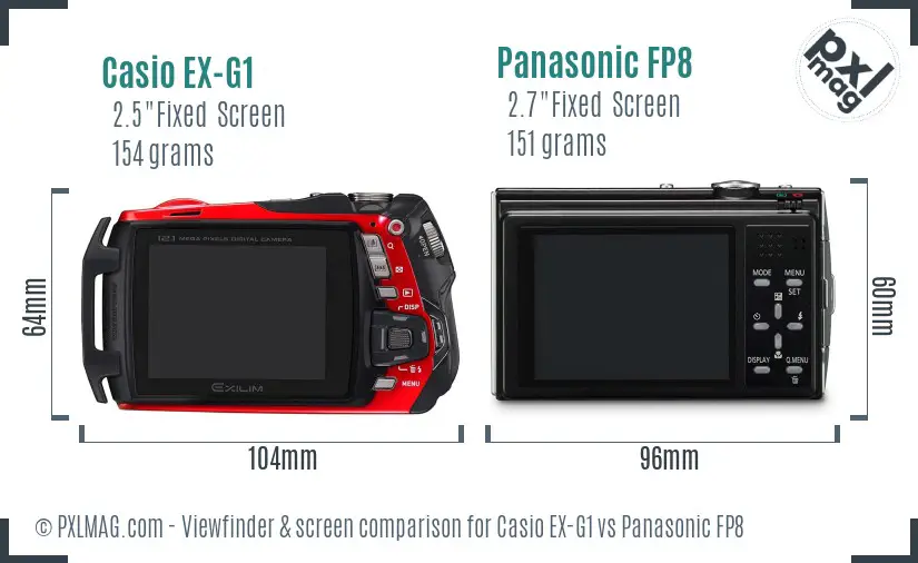 Casio EX-G1 vs Panasonic FP8 Screen and Viewfinder comparison