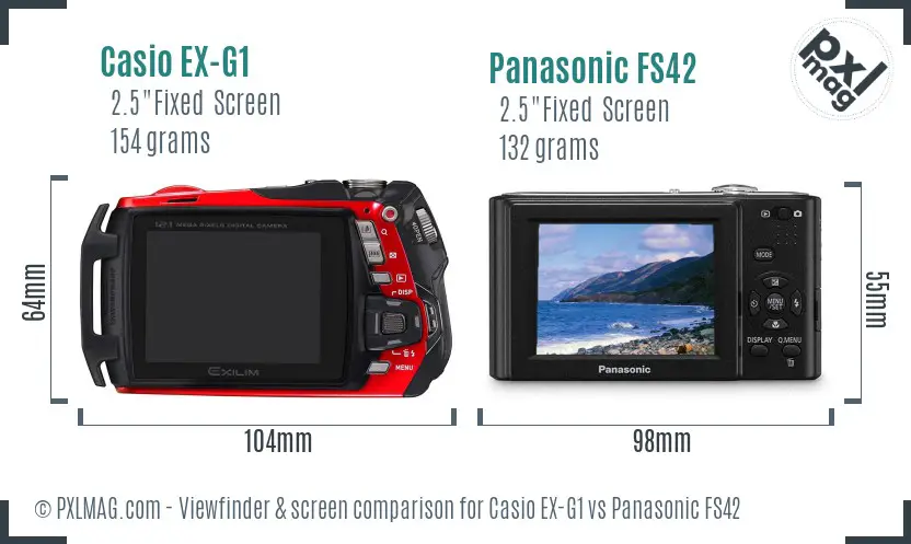 Casio EX-G1 vs Panasonic FS42 Screen and Viewfinder comparison