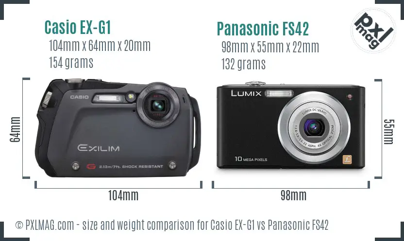 Casio EX-G1 vs Panasonic FS42 size comparison