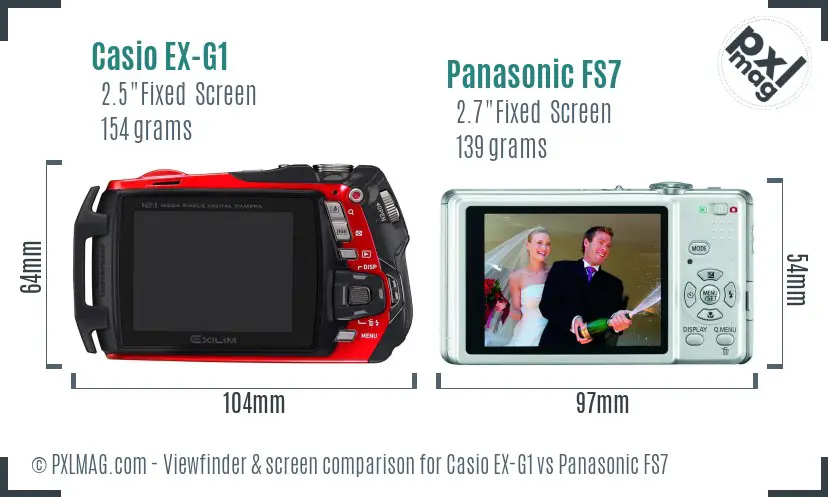 Casio EX-G1 vs Panasonic FS7 Screen and Viewfinder comparison