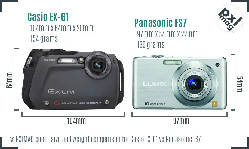Casio EX-G1 vs Panasonic FS7 size comparison
