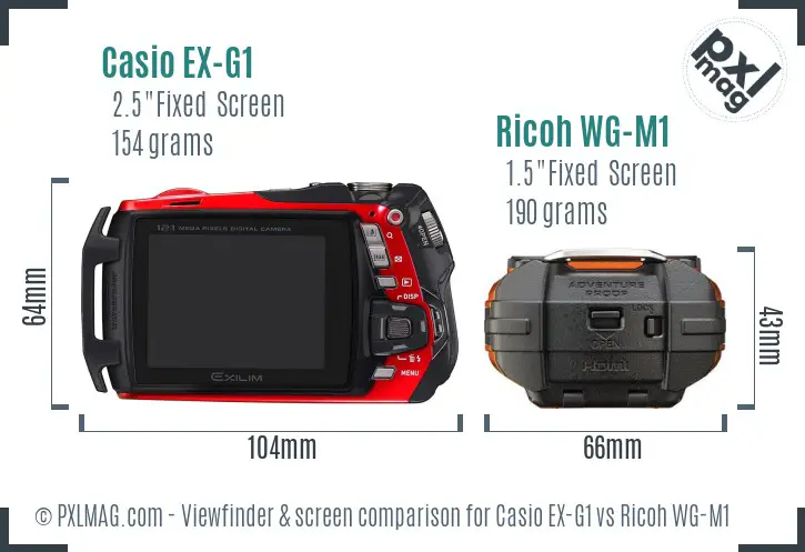 Casio EX-G1 vs Ricoh WG-M1 Screen and Viewfinder comparison Casio EX-G1 vs Ricoh WG-M1 Screen and Viewfinder comparison