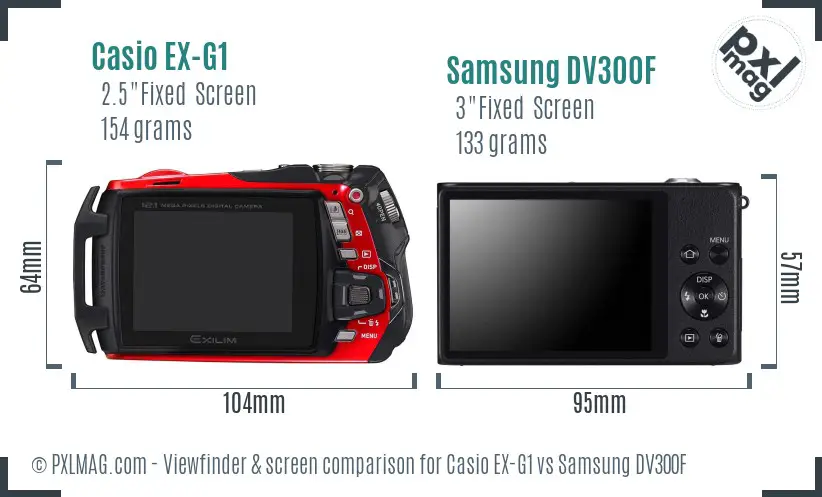 Casio EX-G1 vs Samsung DV300F Screen and Viewfinder comparison Casio EX-G1 vs Samsung DV300F Screen and Viewfinder comparison