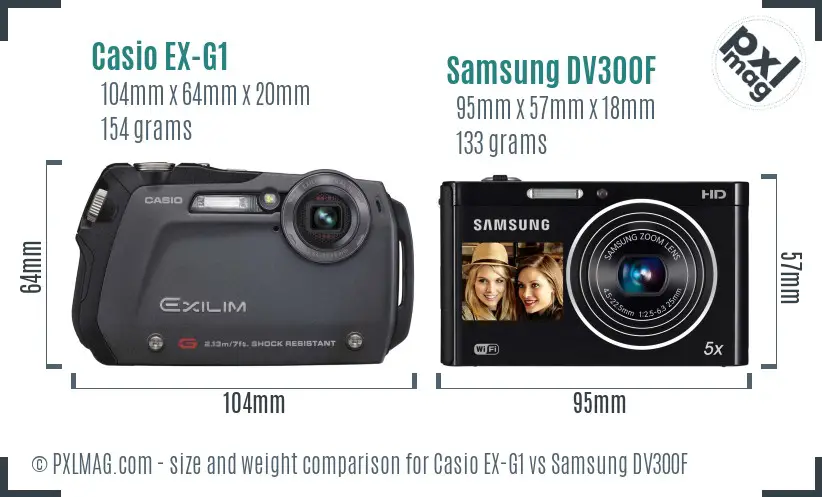 Casio EX-G1 vs Samsung DV300F size comparison Casio EX-G1 vs Samsung DV300F size comparison