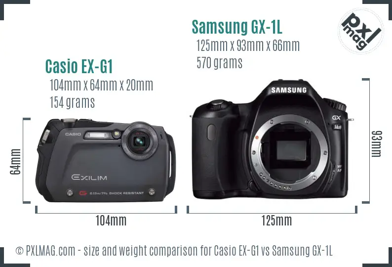 Casio EX-G1 vs Samsung GX-1L size comparison