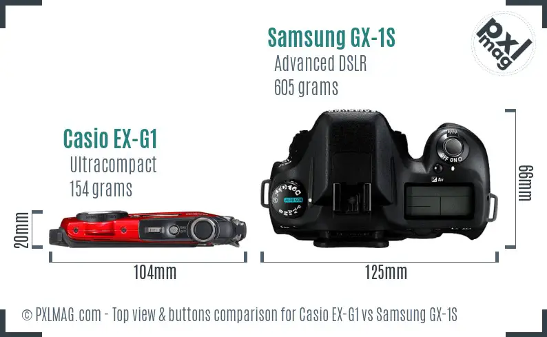 Casio EX-G1 vs Samsung GX-1S top view buttons comparison