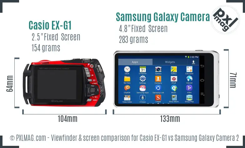 Casio EX-G1 vs Samsung Galaxy Camera 2 Screen and Viewfinder comparison
