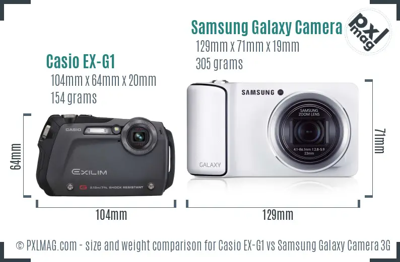 Casio EX-G1 vs Samsung Galaxy Camera 3G size comparison