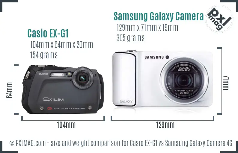 Casio EX-G1 vs Samsung Galaxy Camera 4G size comparison