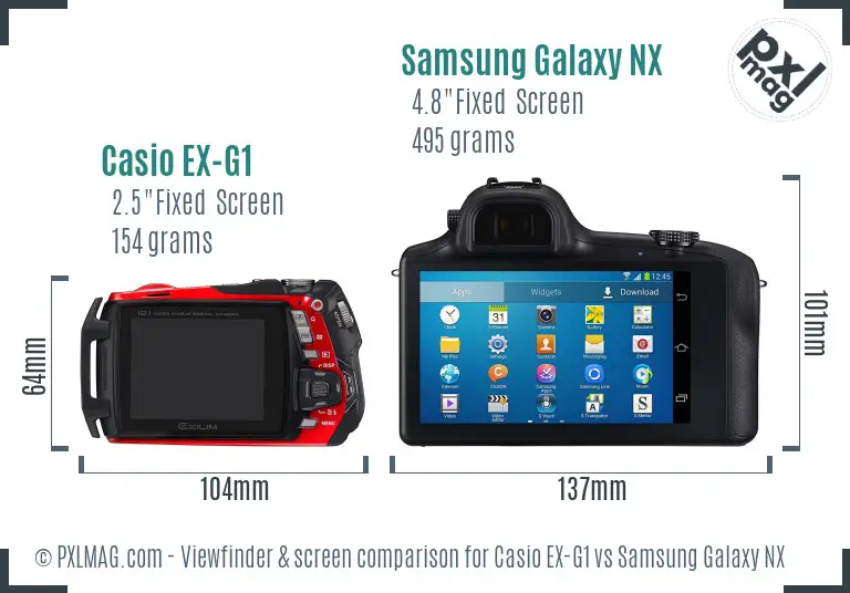 Casio EX-G1 vs Samsung Galaxy NX Screen and Viewfinder comparison