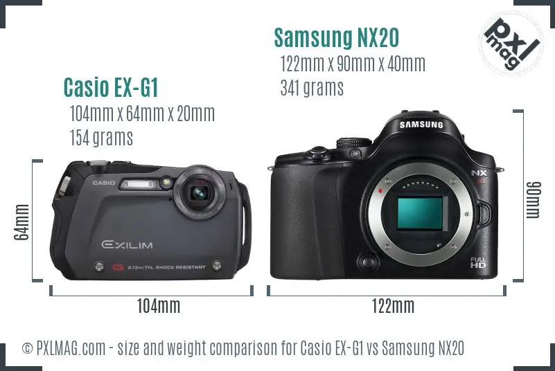 Casio EX-G1 vs Samsung NX20 size comparison Casio EX-G1 vs Samsung NX20 size comparison