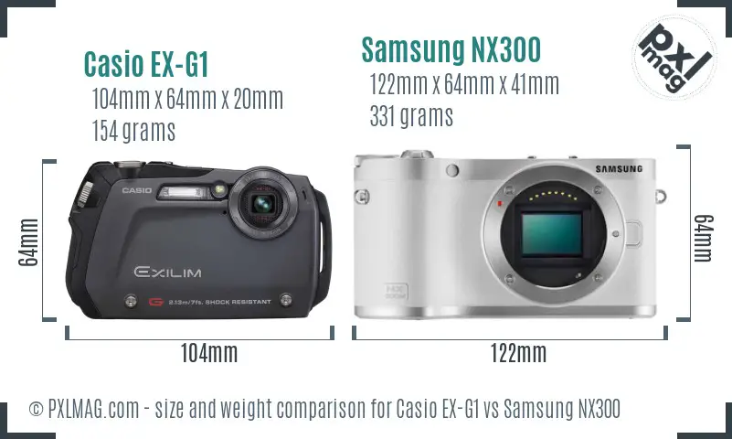 Casio EX-G1 vs Samsung NX300 size comparison