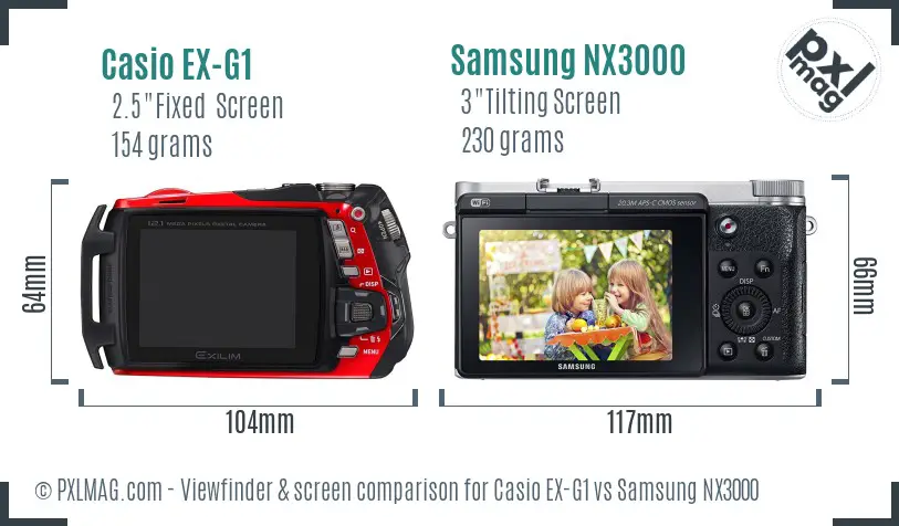 Casio EX-G1 vs Samsung NX3000 Screen and Viewfinder comparison Casio EX-G1 vs Samsung NX3000 Screen and Viewfinder comparison