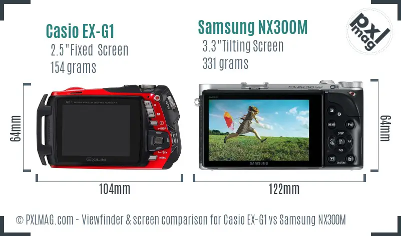 Casio EX-G1 vs Samsung NX300M Screen and Viewfinder comparison Casio EX-G1 vs Samsung NX300M Screen and Viewfinder comparison