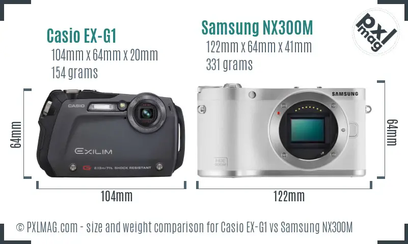 Casio EX-G1 vs Samsung NX300M size comparison Casio EX-G1 vs Samsung NX300M size comparison