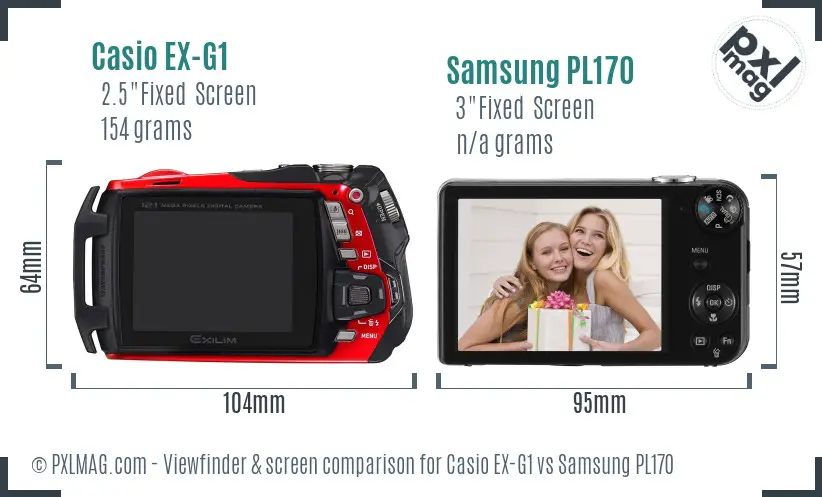 Casio EX-G1 vs Samsung PL170 Screen and Viewfinder comparison