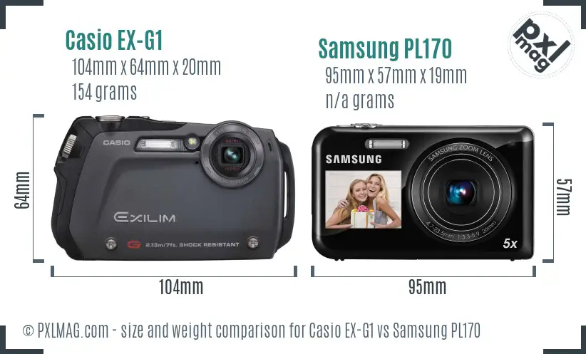 Casio EX-G1 vs Samsung PL170 size comparison