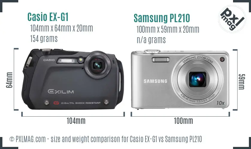 Casio EX-G1 vs Samsung PL210 size comparison