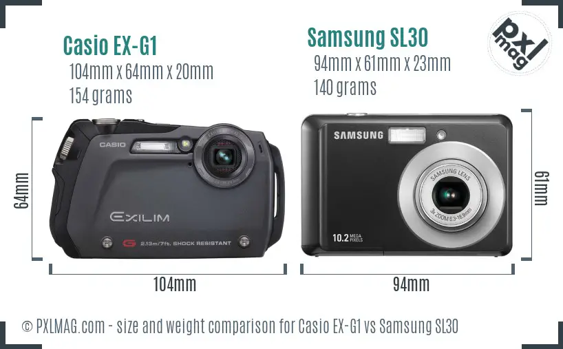 Casio EX-G1 vs Samsung SL30 size comparison