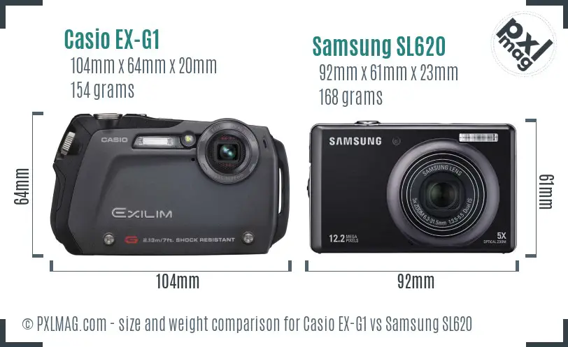 Casio EX-G1 vs Samsung SL620 size comparison