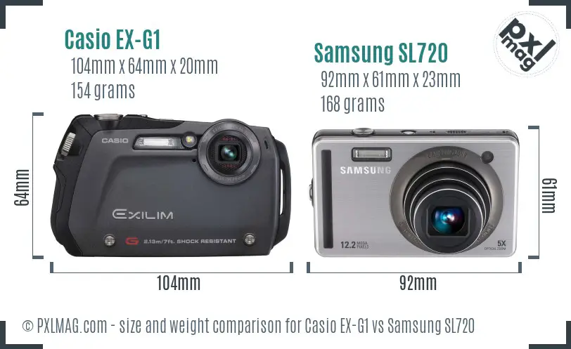 Casio EX-G1 vs Samsung SL720 size comparison
