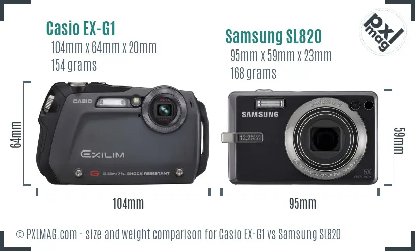 Casio EX-G1 vs Samsung SL820 size comparison