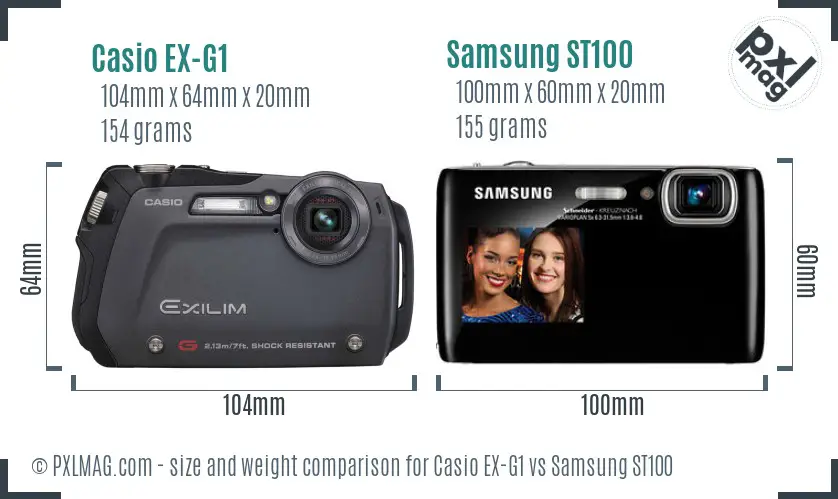 Casio EX-G1 vs Samsung ST100 size comparison