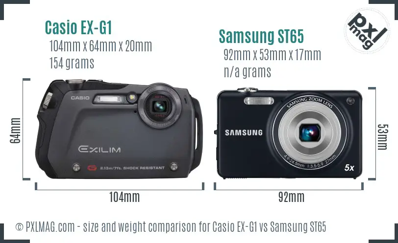 Casio EX-G1 vs Samsung ST65 size comparison
