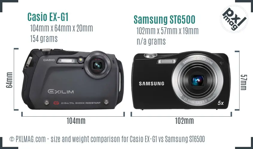 Casio EX-G1 vs Samsung ST6500 size comparison