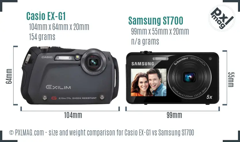 Casio EX-G1 vs Samsung ST700 size comparison