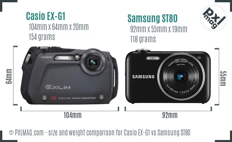 Casio EX-G1 vs Samsung ST80 size comparison