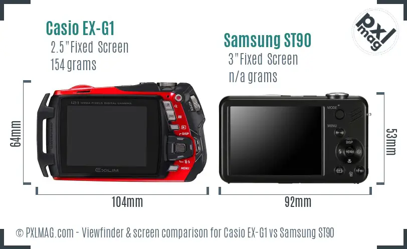 Casio EX-G1 vs Samsung ST90 Screen and Viewfinder comparison