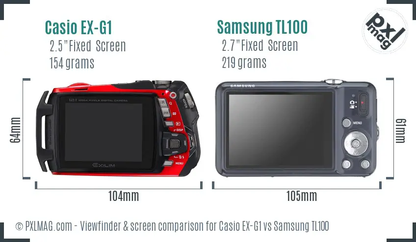 Casio EX-G1 vs Samsung TL100 Screen and Viewfinder comparison