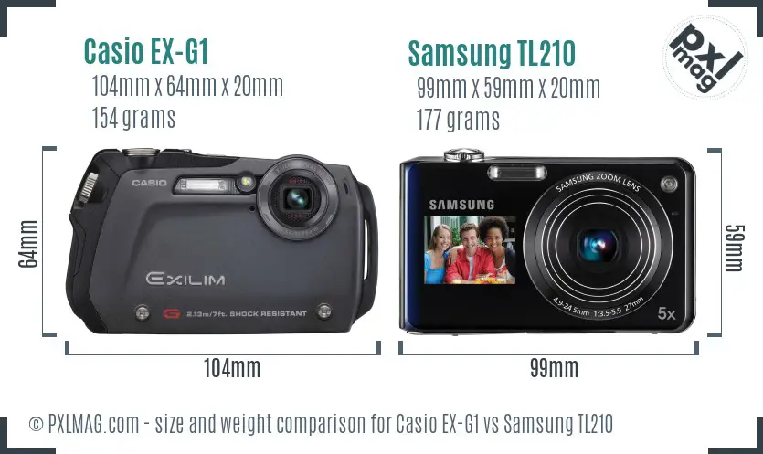 Casio EX-G1 vs Samsung TL210 size comparison