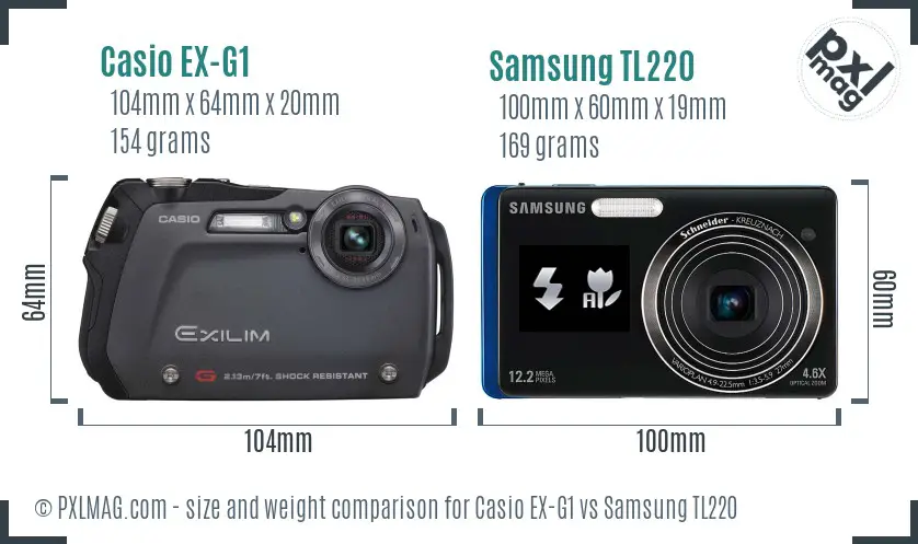 Casio EX-G1 vs Samsung TL220 size comparison