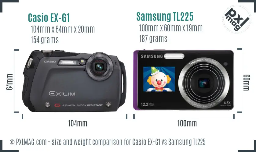 Casio EX-G1 vs Samsung TL225 size comparison