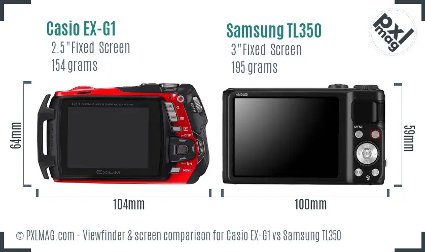 Casio EX-G1 vs Samsung TL350 Screen and Viewfinder comparison