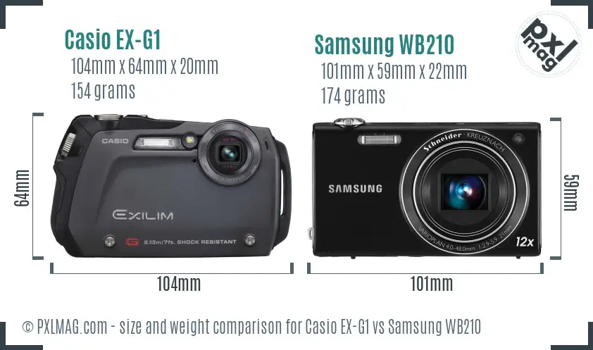 Casio EX-G1 vs Samsung WB210 size comparison