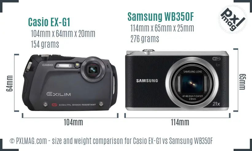Casio EX-G1 vs Samsung WB350F size comparison