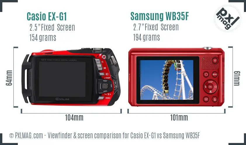Casio EX-G1 vs Samsung WB35F Screen and Viewfinder comparison