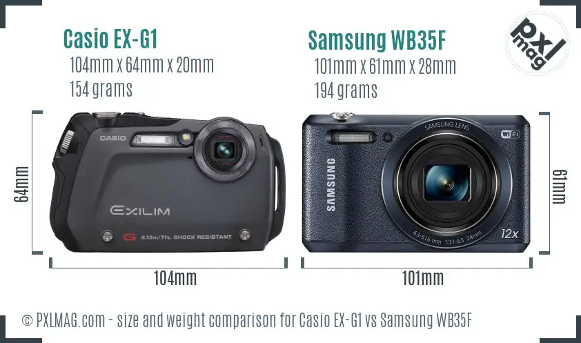 Casio EX-G1 vs Samsung WB35F size comparison