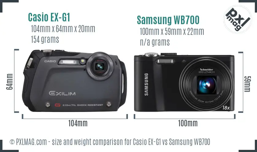 Casio EX-G1 vs Samsung WB700 size comparison